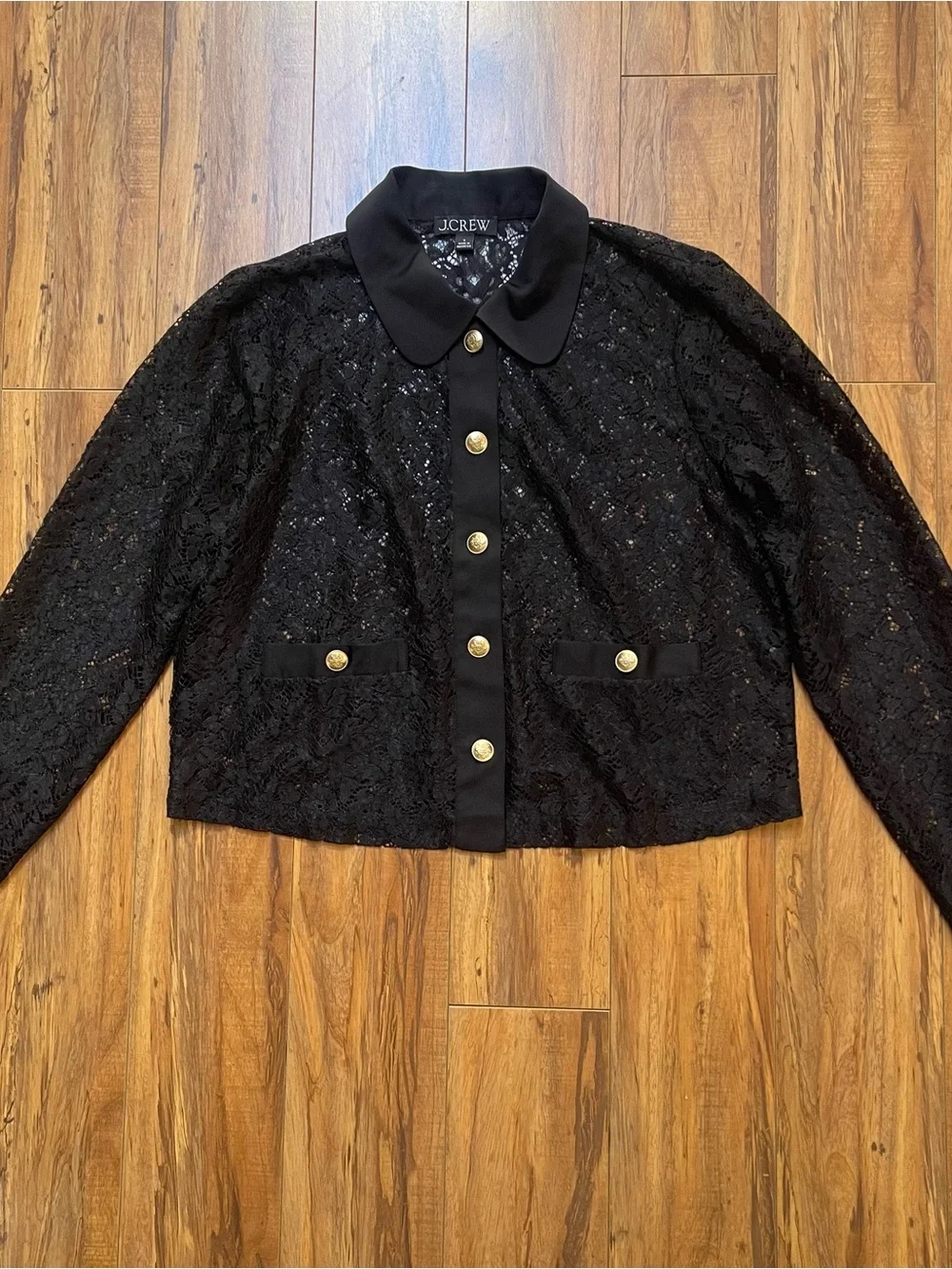 J.Crew Lace Lady Jacket in Black Size S